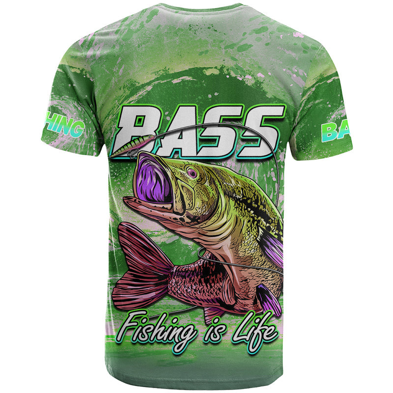 Custom Bass Fishing is Life Hook Sport Largemouth Green T Shirt