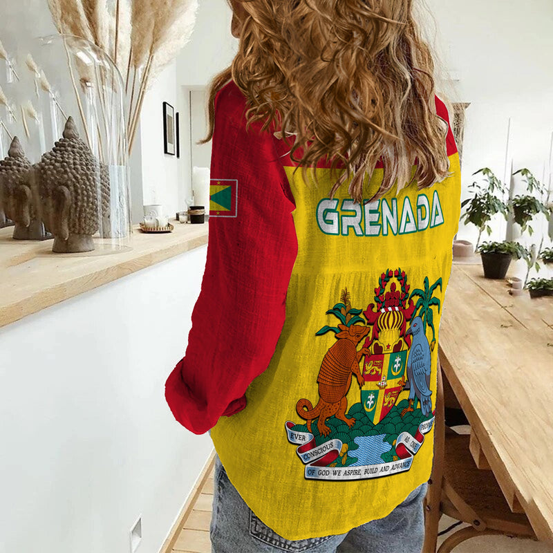 (Custom Personalised) Grenada Power Grenada Mix Coat Of Arms Women Casual Shirt