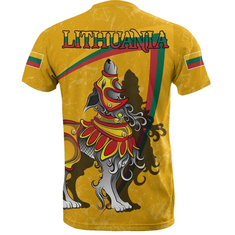 (Lietuva) Lithuania Lithuanian Iron Wolf Yellow T Shirt