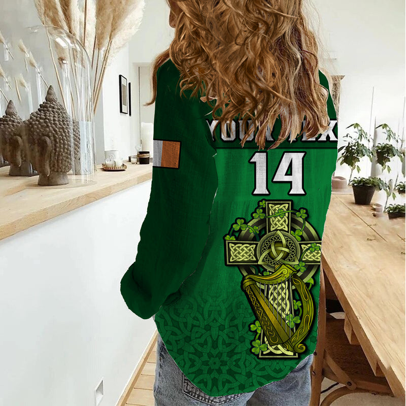 (Custom Text And Number) Ireland Rugby 2023 Champions Six Nations Irish Proud Women Casual Shirt