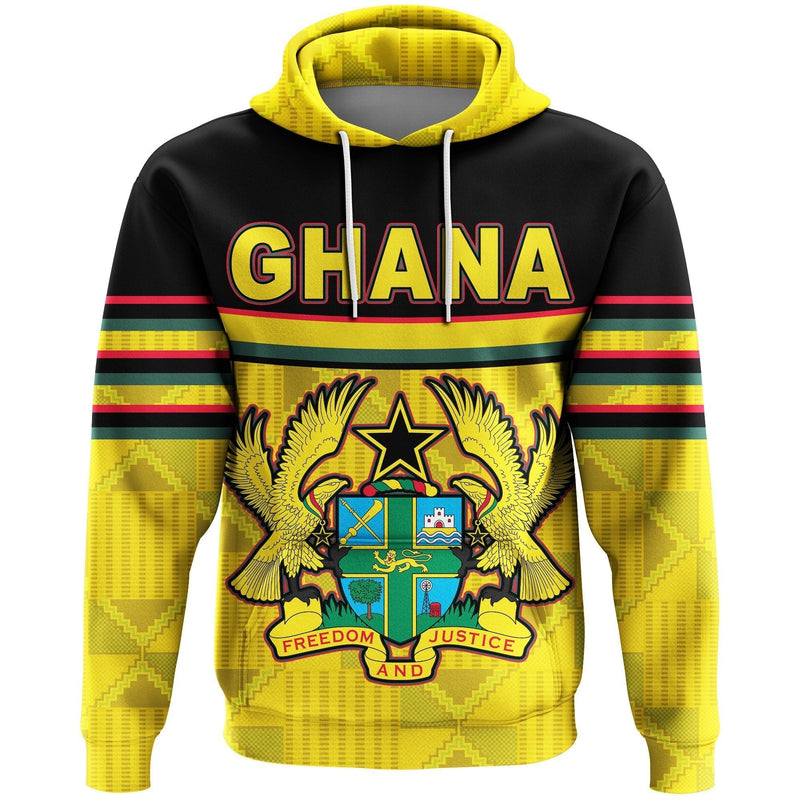 African Ghana Map Kente Coat Of Arms Hoodie