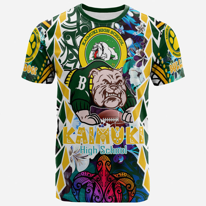 Custom Hawaii Kaimuki High School Bulldogs With Hawaiian Sea Turtle and Tribal Patterns T Shirt