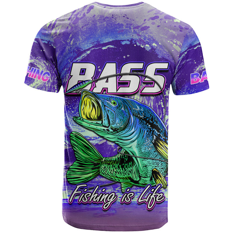 Custom Bass Fishing is Life Hook Sport Largemouth Purple T Shirt