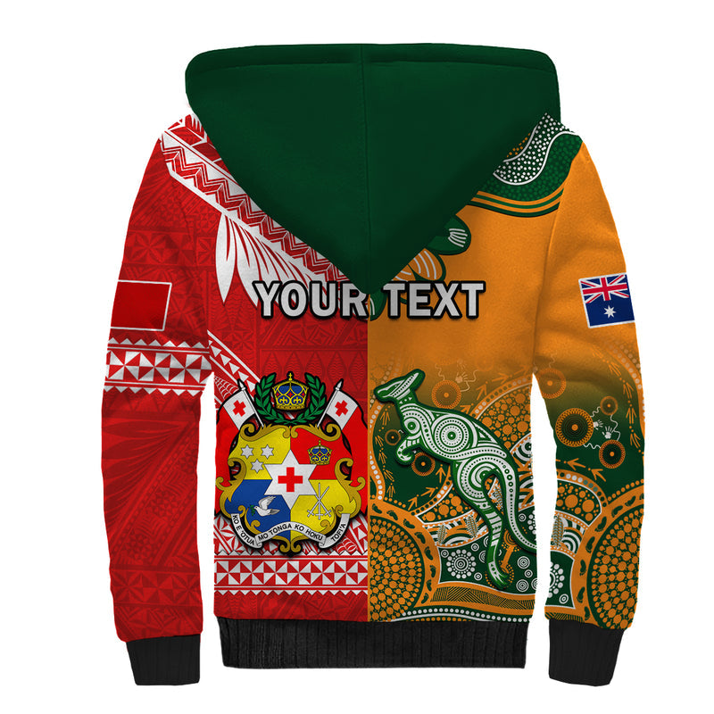 (Custom Personalised) Mate Maa Tonga And Wallabies Rugby Polynesian Mix Aboriginal Sherpa Hoodie