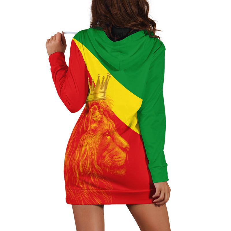 (Custom Personalised) Ethiopia Hoodie Dress Ethiopian Cross and Lion of Judah
