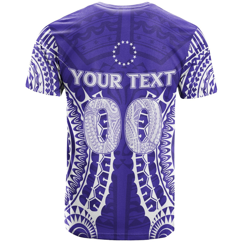 Custom Cook Islands Rarotonga Purple Tribal Pattern T Shirt