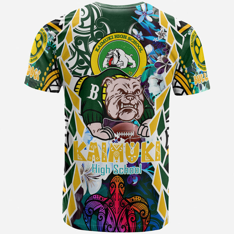 Custom Hawaii Kaimuki High School Bulldogs With Hawaiian Sea Turtle and Tribal Patterns T Shirt