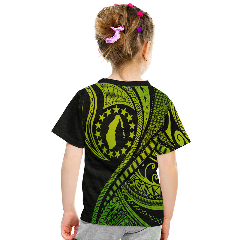 Aitutaki Cook Islands Green Polynesian Wave Style T Shirt