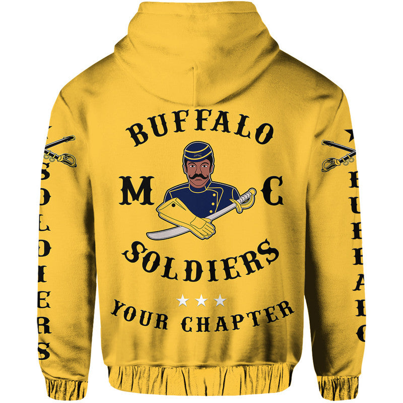 Custom Buffalo Soldiers Motorcycle Club BSMC Original Style Gold Hoodie