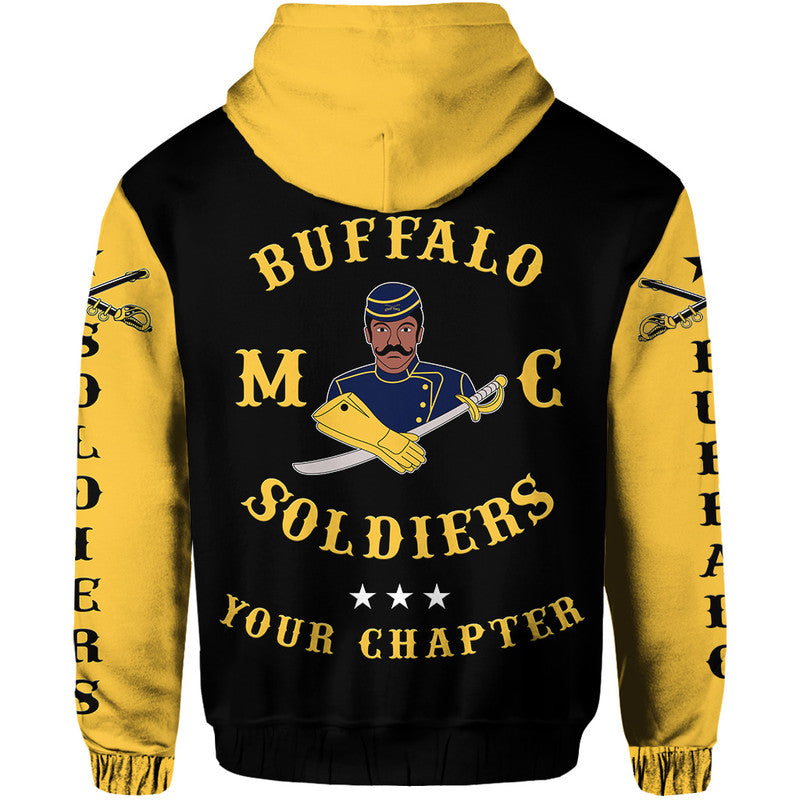 Custom Buffalo Soldiers Motorcycle Club BSMC Original Style Black Gold Hoodie