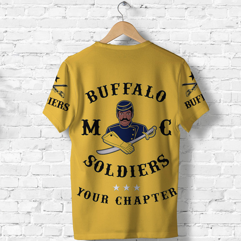 Custom Buffalo Soldiers Motorcycle Club BSMC Simple Style Gold T Shirt