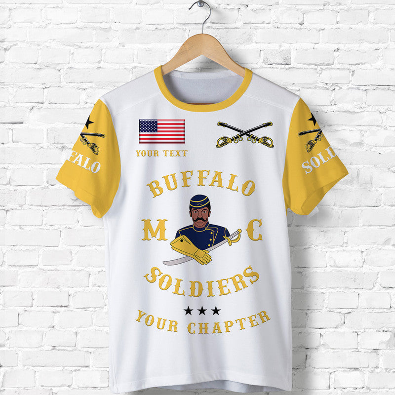 Custom Buffalo Soldiers Motorcycle Club BSMC Simple Style White Gold T Shirt