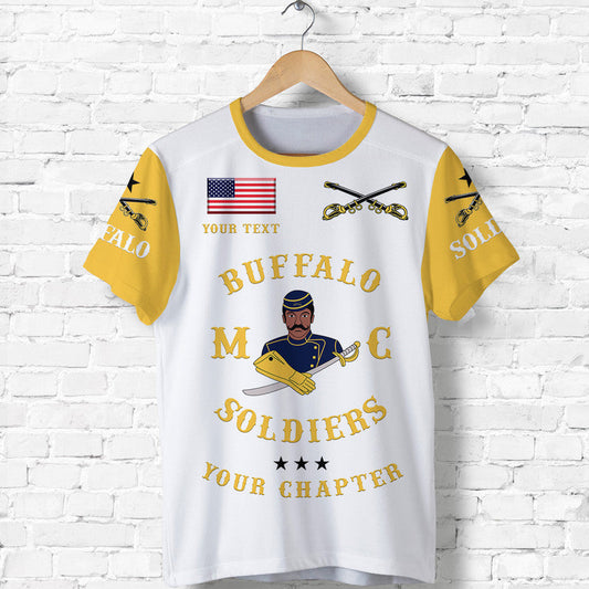 Custom Buffalo Soldiers Motorcycle Club BSMC Simple Style White Gold T Shirt