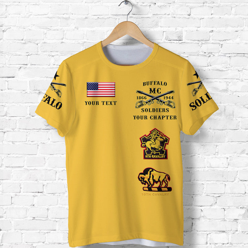 Custom Buffalo Soldiers Motorcycle Club BSMC Original Style Gold T Shirt