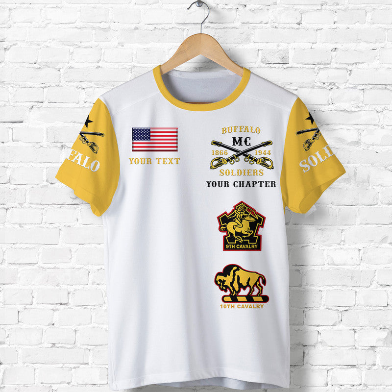Custom Buffalo Soldiers Motorcycle Club BSMC Original Style White Gold T Shirt
