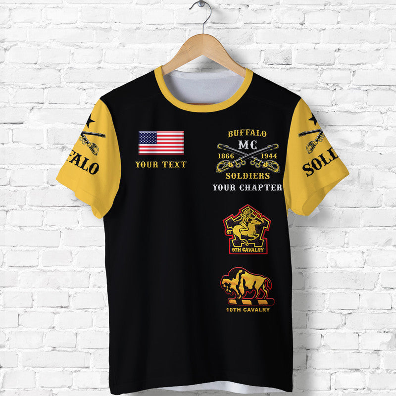 Custom Buffalo Soldiers Motorcycle Club BSMC Original Style Black Gold T Shirt