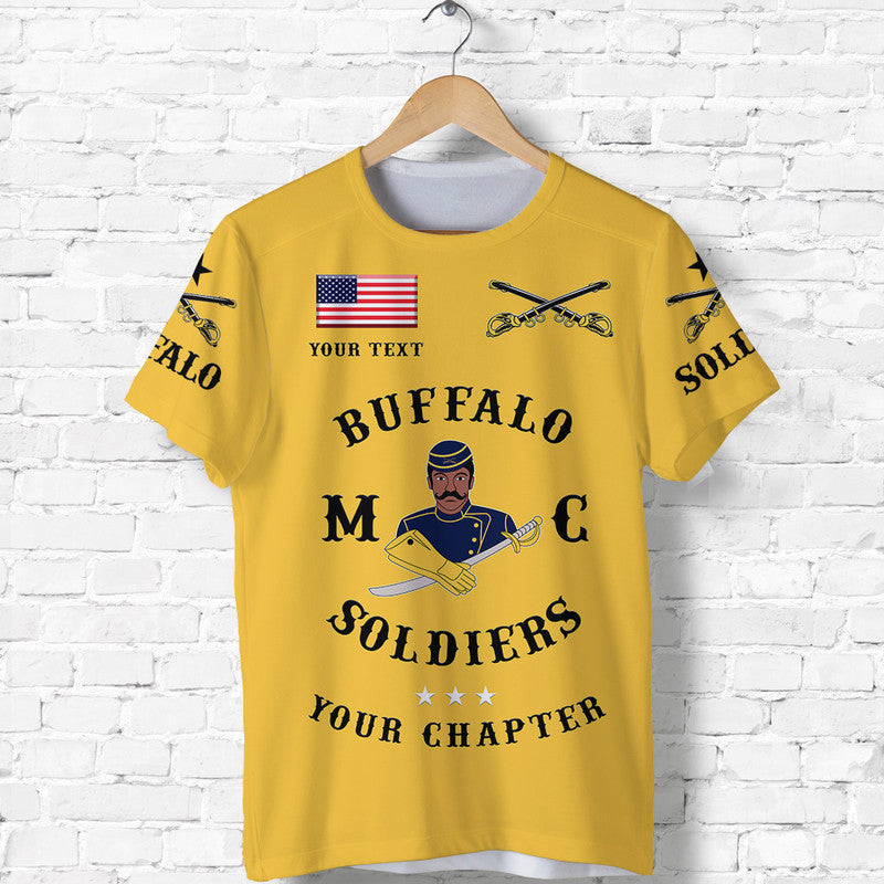Custom Buffalo Soldiers Motorcycle Club BSMC Simple Style Gold T Shirt