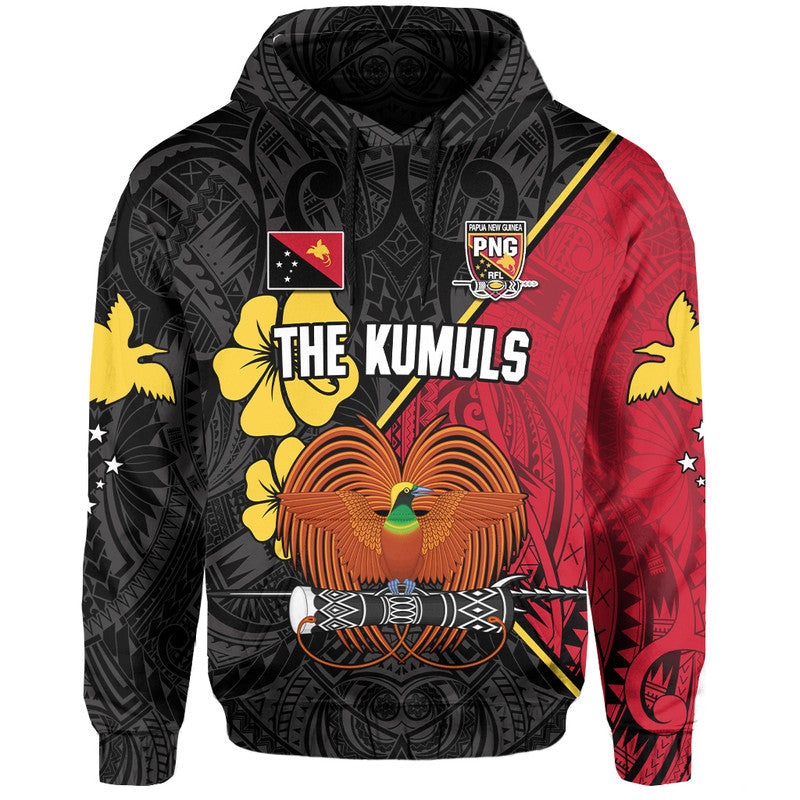 (Custom Text and Number) The Kumuls PNG Papua New Guinea Polynesian Dynamic Style Black Hoodie