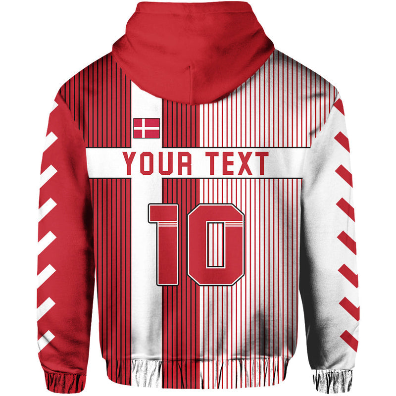 Custom Denmark Football Zip Come on Denmark Custom Text and Number Hoodie