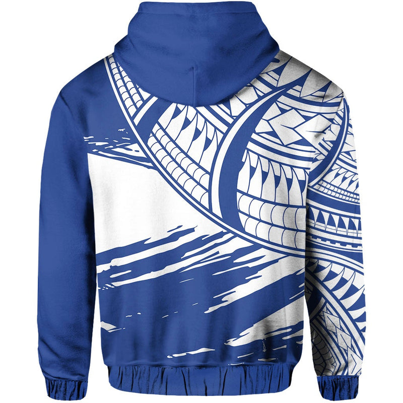 Custom Cook Islands Zip Flag Style Blue With Claw Pattern Hoodie