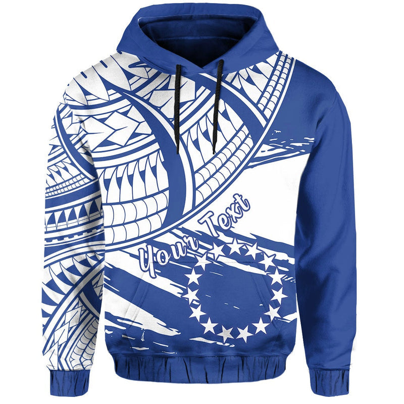 Custom Cook Islands Flag Style Blue With Claw Pattern Hoodie