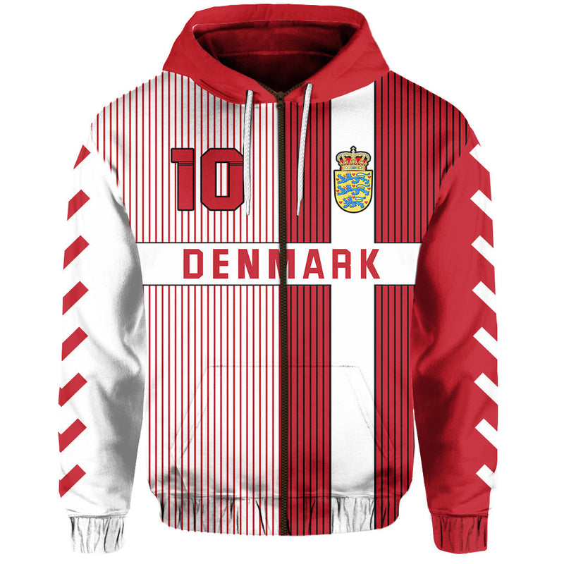 Custom Denmark Football Zip Come on Denmark Custom Text and Number Hoodie