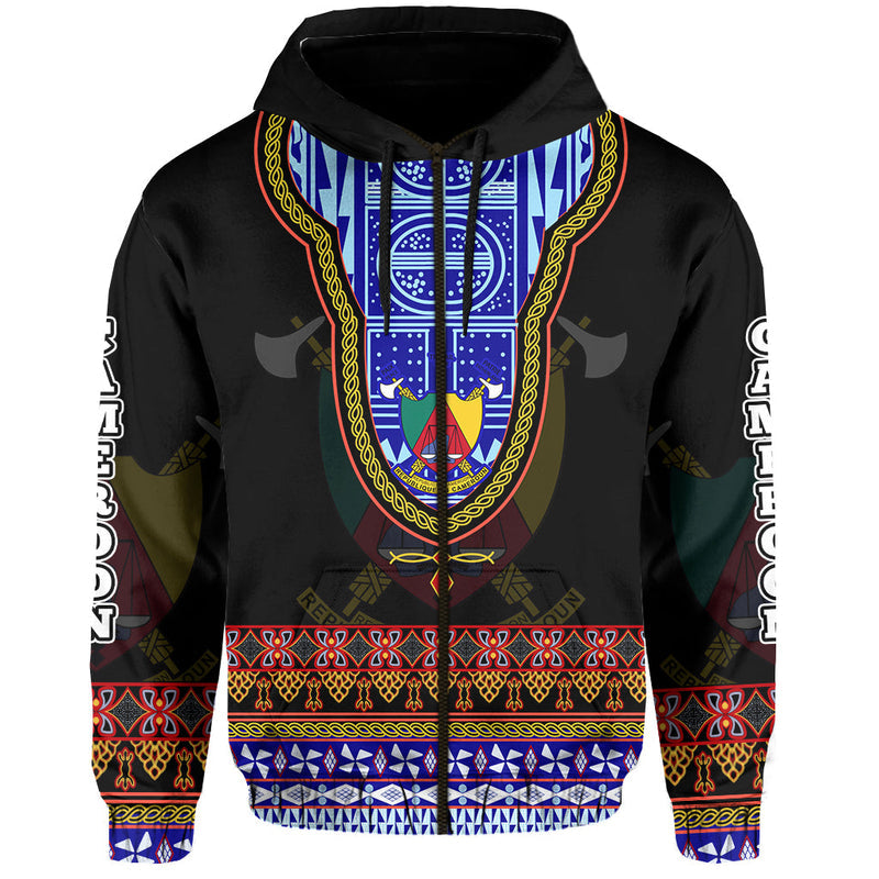 Custom Cameroon Atoghu Pattern Black Style Hoodie
