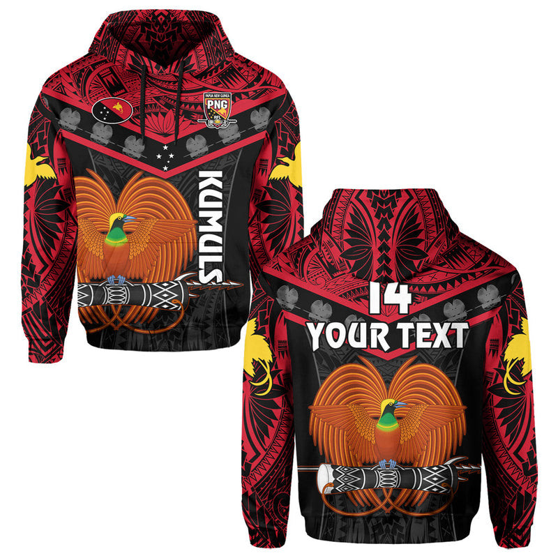 (Custom Text and Number) Papua New Guinea Rugby PNG Kumuls Bird of Paradise Black Hoodie