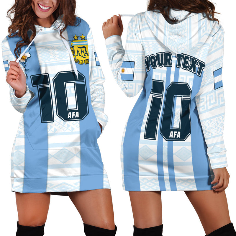 (Custom Text And Number) Argentina Football 2022 Hoodie Dress Vamos La Albiceleste