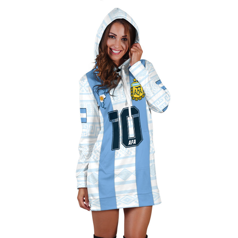 (Custom Text And Number) Argentina Football 2022 Hoodie Dress Vamos La Albiceleste