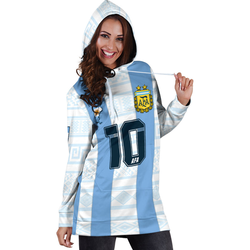 (Custom Text And Number) Argentina Football 2022 Hoodie Dress Vamos La Albiceleste