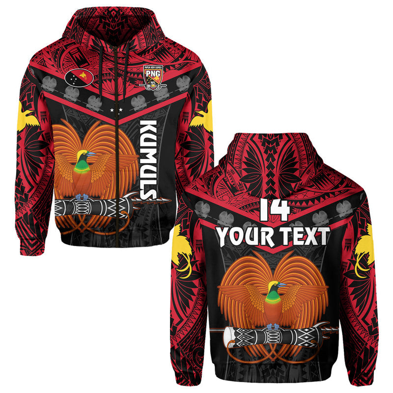 (Custom Text and Number) Papua New Guinea Rugby PNG Kumuls Bird of Paradise Black Hoodie