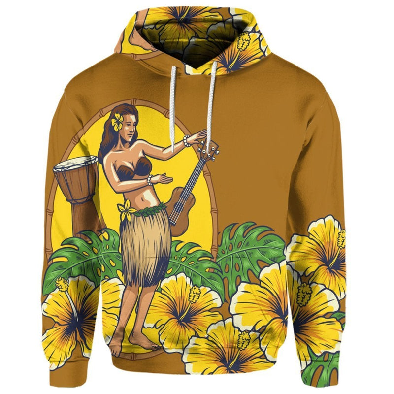 Custom Hawaiian Hula Girl Monstera Hibiscus Polynesian