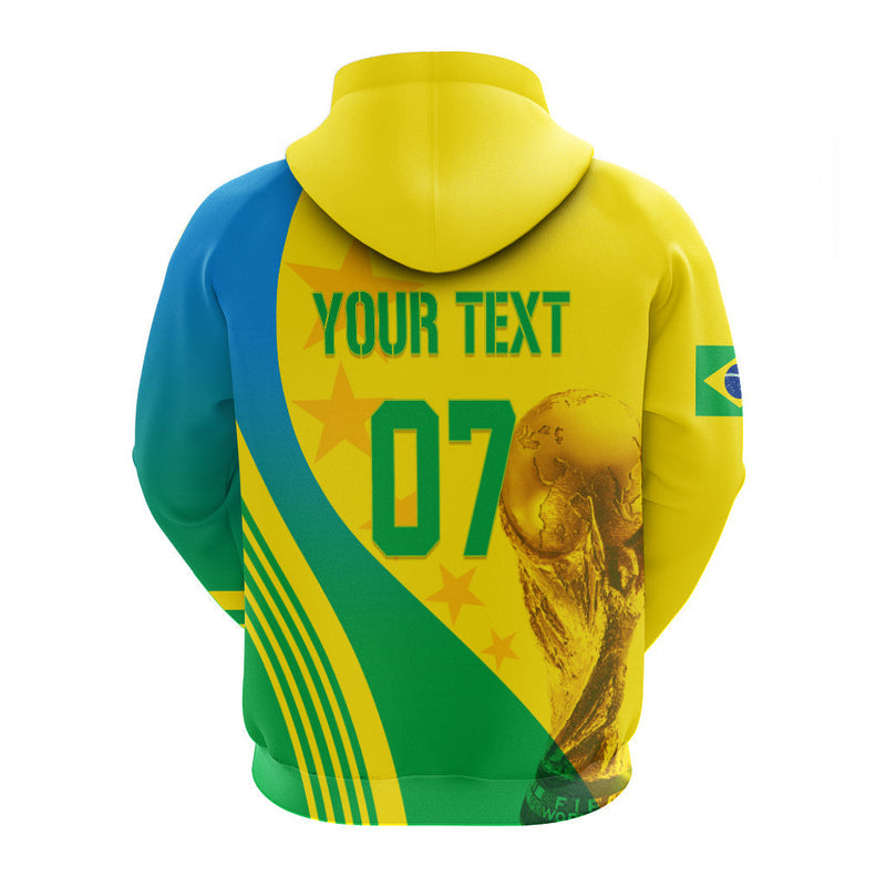 Custom Brazil Football 2022 Pentacampe o Hoodie