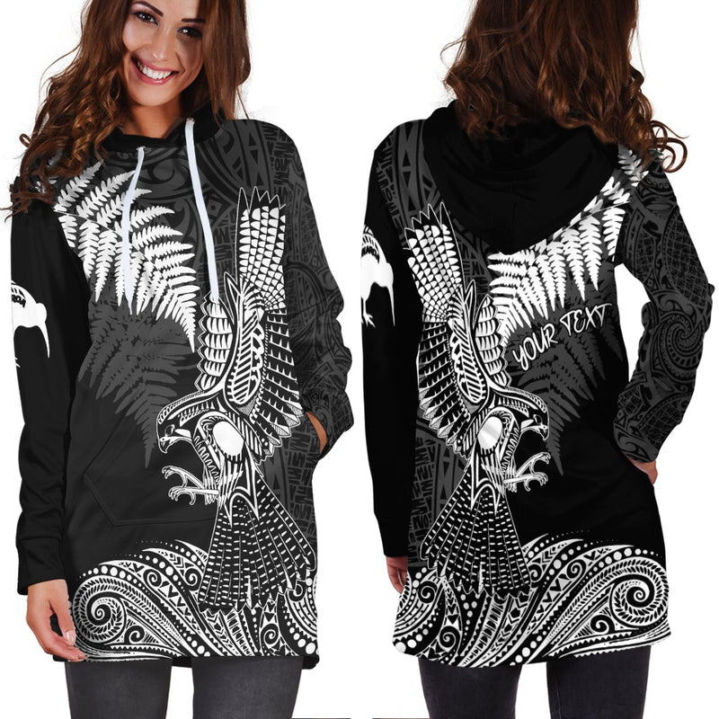 (Custom Personalized) Aotearoa Silver Fern Hoodie Dress Flying Krearea