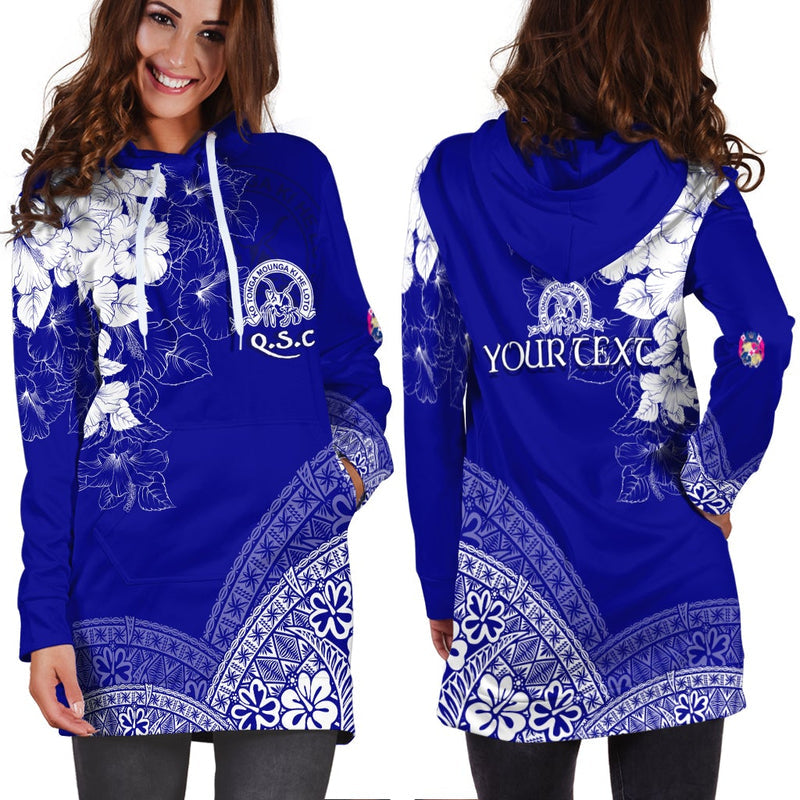 (Custom Personalize) Tonga Kolisi Kuini Salote Hoodie Dress QSC Floral Tapa