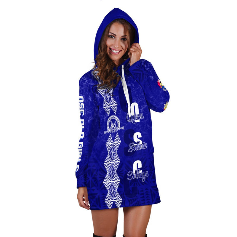 (Custom Personalize) Tonga Kolisi Kuini Salote Hibiscus Hoodie Dress QSC Old Girls