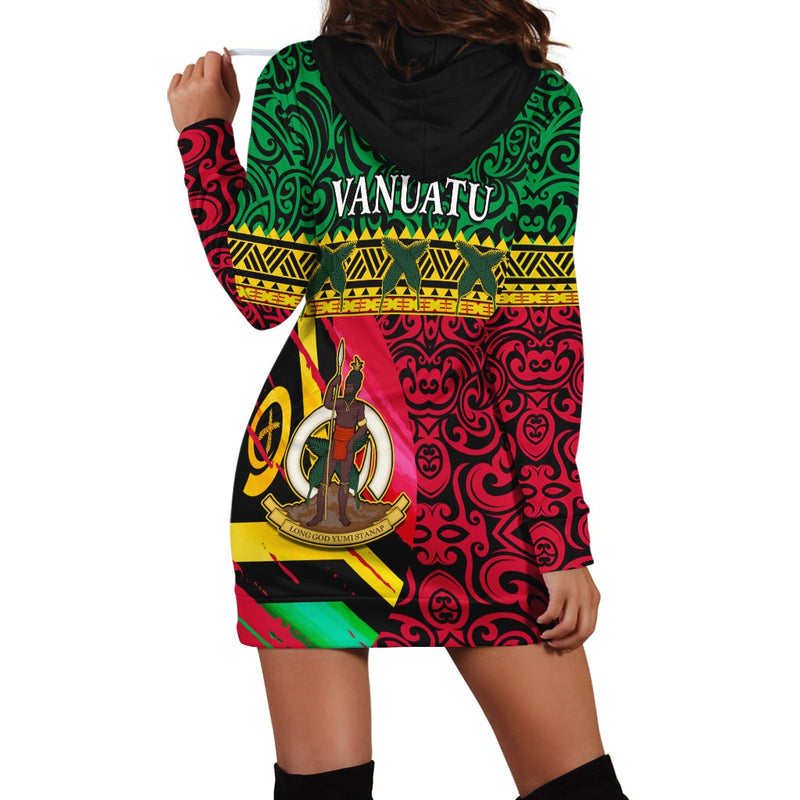 (Maina) Vanuatu Dreamy Hoodie Dress Flag and Pattern