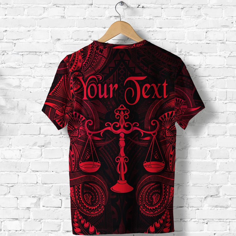 Custom Libra Zodiac Polynesian Unique Style Red T Shirt