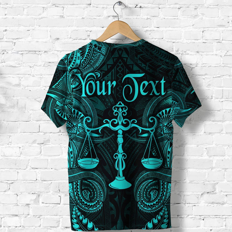 Custom Libra Zodiac Polynesian Unique Style Turquoise T Shirt