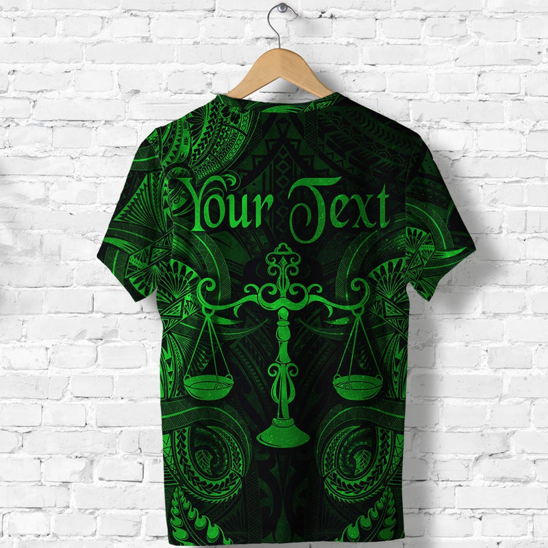 Custom Libra Zodiac Polynesian Unique Style Green T Shirt