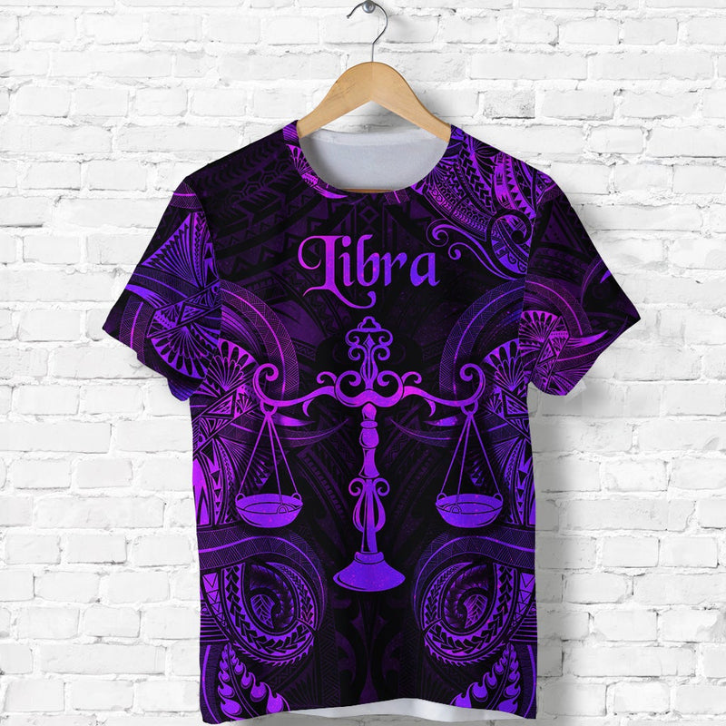 Custom Libra Zodiac Polynesian Unique Style Purple T Shirt