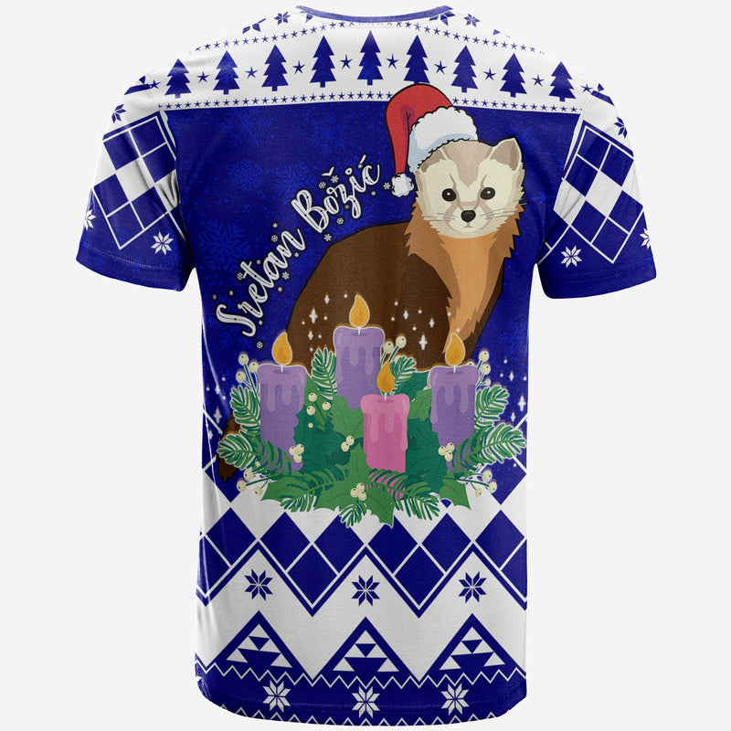 Adorable Croatia Marten With Advent Wreath Christmas T Shirt