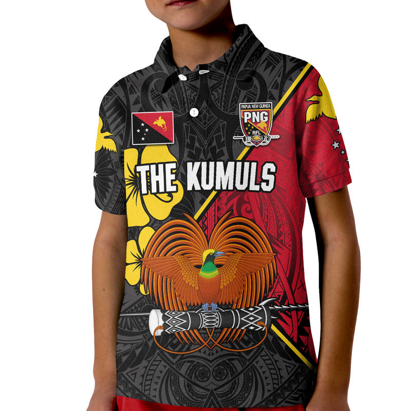 (Custom Text and Number) The Kumuls PNG Papua New Guinea Polynesian Dynamic Style Black Polo Shirt