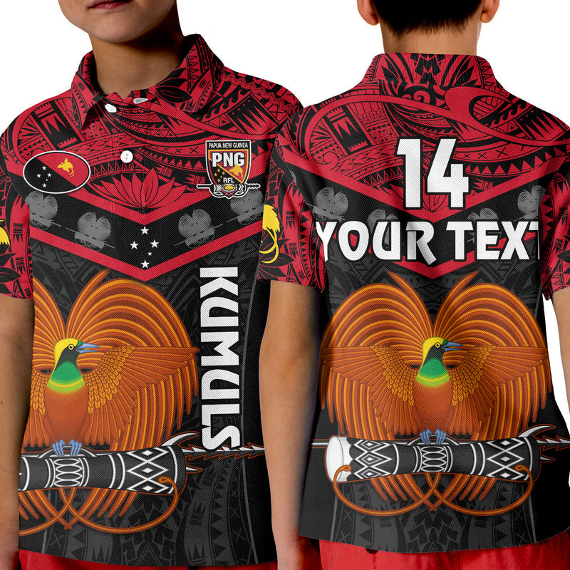 (Custom Text and Number) Papua New Guinea Rugby PNG Kumuls Bird Of Paradise Black Polo Shirt