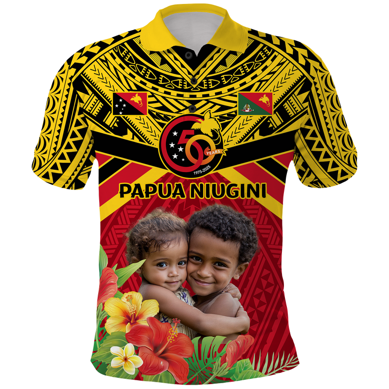 Custom Photo Provinces of Papua New Guinea 50th Years Hapi De bilong Indipendens Polo Shirt
