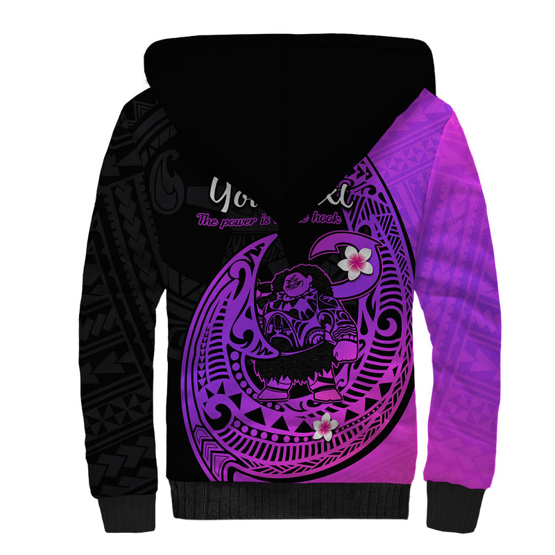 (Custom Personalised) Mauis Fish Hook Polynesian Magenta Gradient Version Sherpa Hoodie