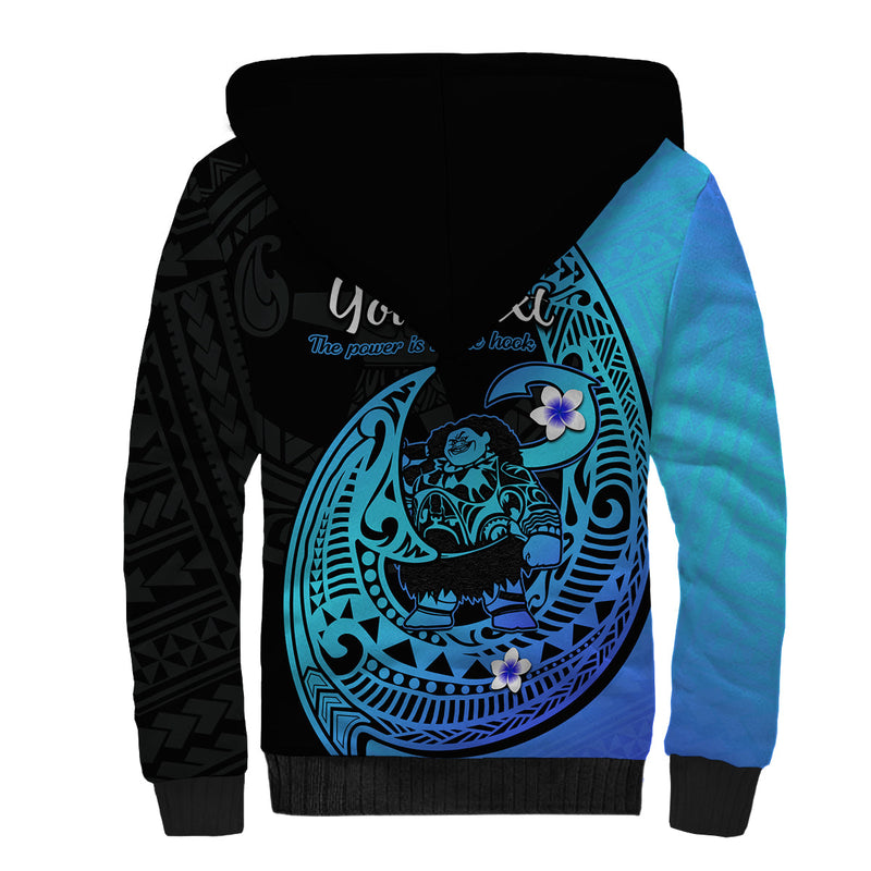 (Custom Personalised) Mauis Fish Hook Polynesian Turquoise Gradient Version Sherpa Hoodie