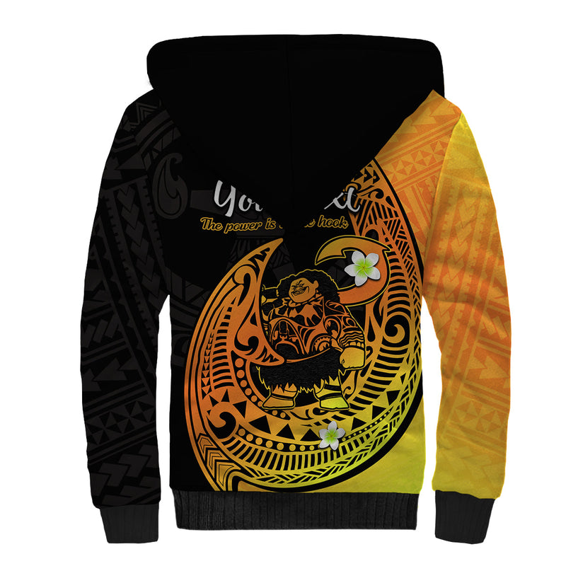 (Custom Personalised) Mauis Fish Hook Polynesian Gold Gradient Version Sherpa Hoodie