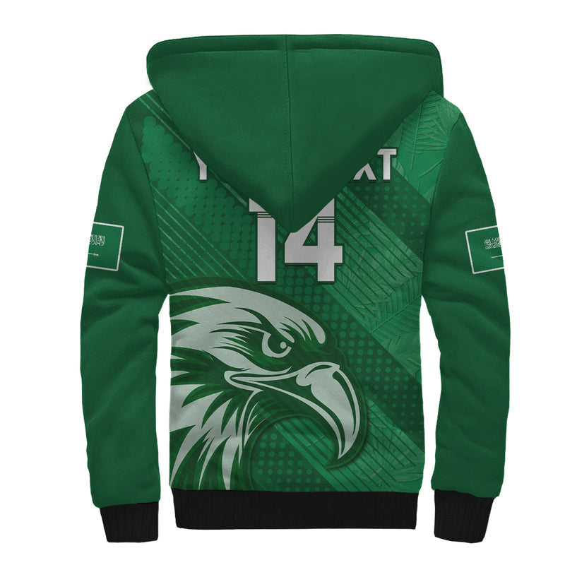 (Custom Text And Number) Saudi Arabia Football Green Falcons World Cup 2022 Sherpa Hoodie